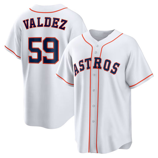 Houston Astros #59 Framber Valdez White RONA Home Replica Jersey