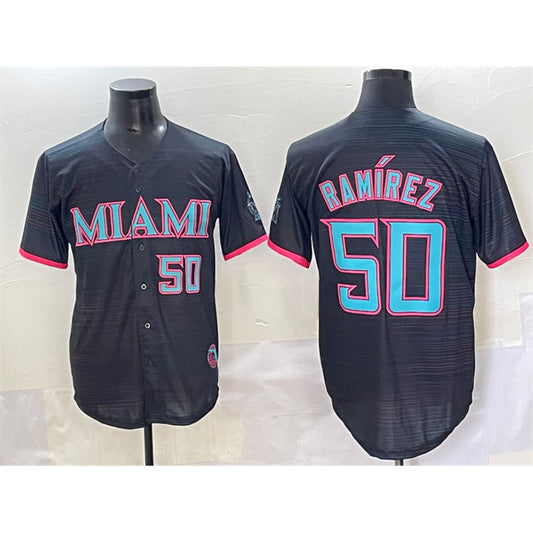 Miami Marlins #50 Agust¨ªn Ram¨ªrez Black RONA 2025 City Connect Limited Stitched Jersey