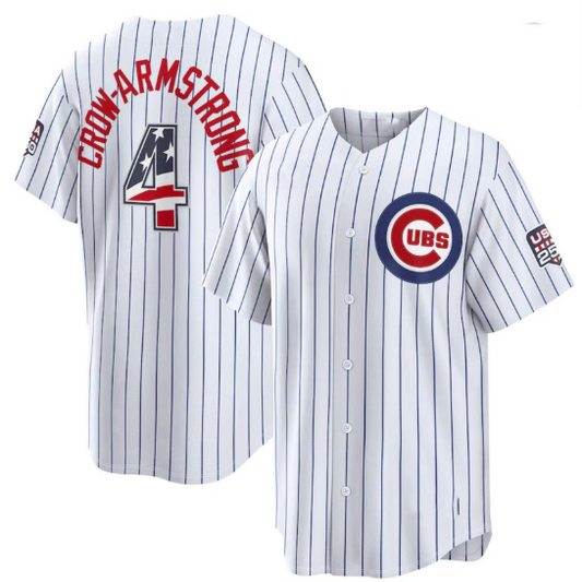 Chicago Cubs #4 Pete Crow-Armstrong USA 250 Fourth of July Home Stadium Jersey - White RONA
