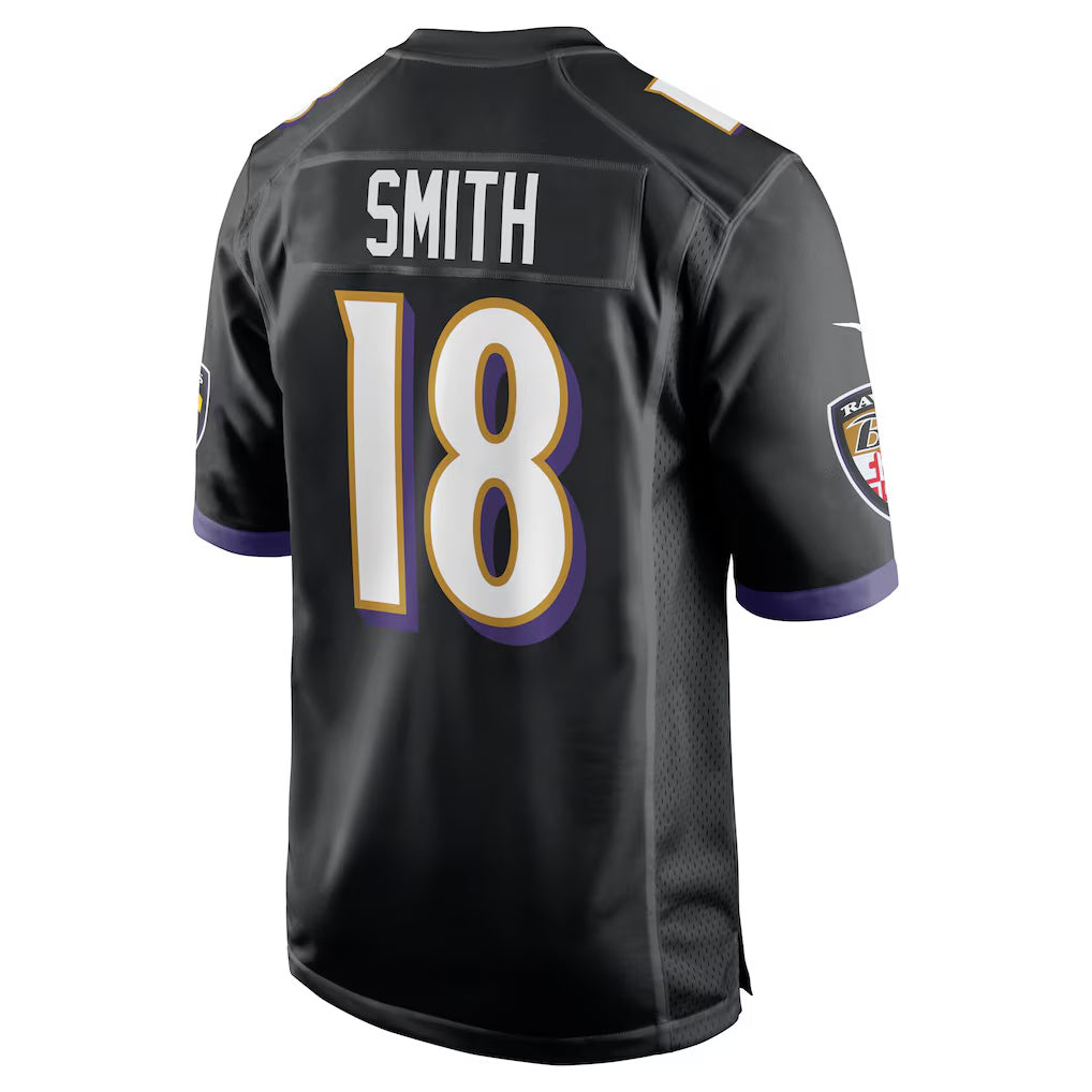 B.Ravens #18 Roquan Smith Black RONA Alternate Game Jersey