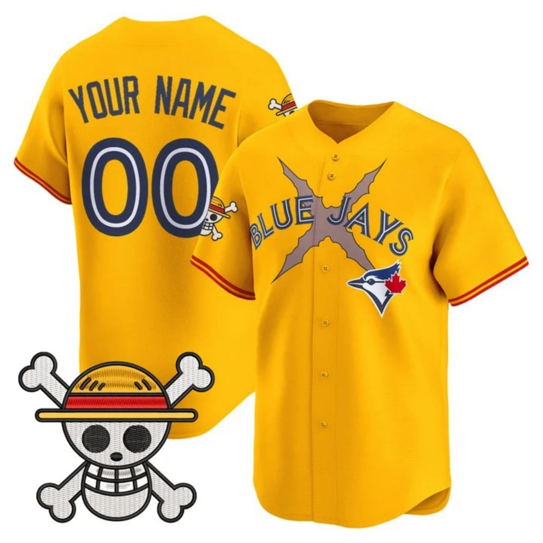 Custom Toronto Blue Jays x One Piece Gold RONA Vapor Premier Limited Jersey - Stitched