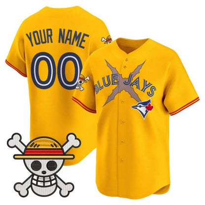 Custom Toronto Blue Jays x One Piece Gold RONA Vapor Premier Limited Jersey - Stitched
