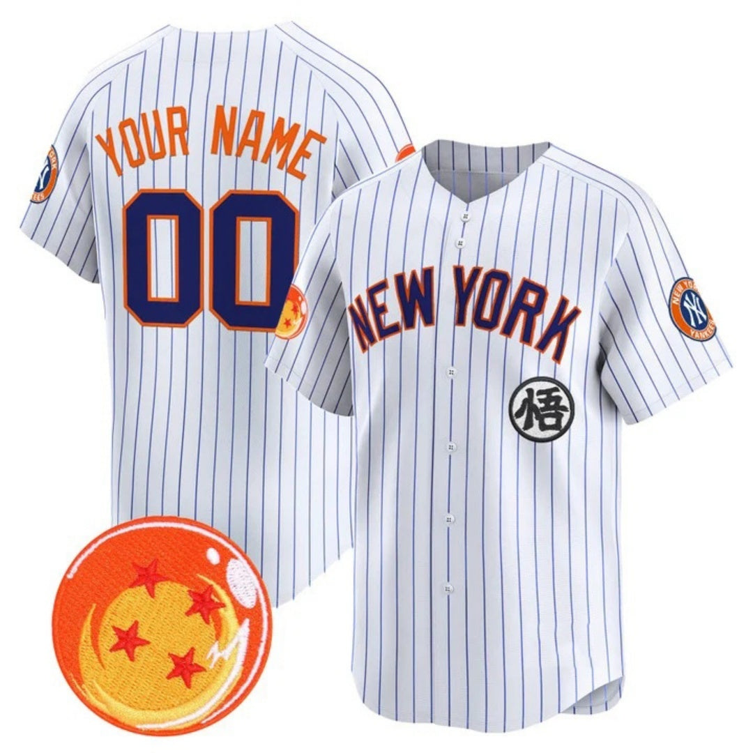 Custom New York Yankees x Dragon Ball White RONA Vapor Premier Limited Jersey - All Stitched