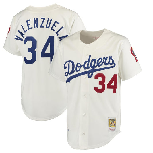 Los Angeles Dodgers #34 Fernando Valenzuela Player Cream RONA Throwback Vapor Limited Stitched Jerseys