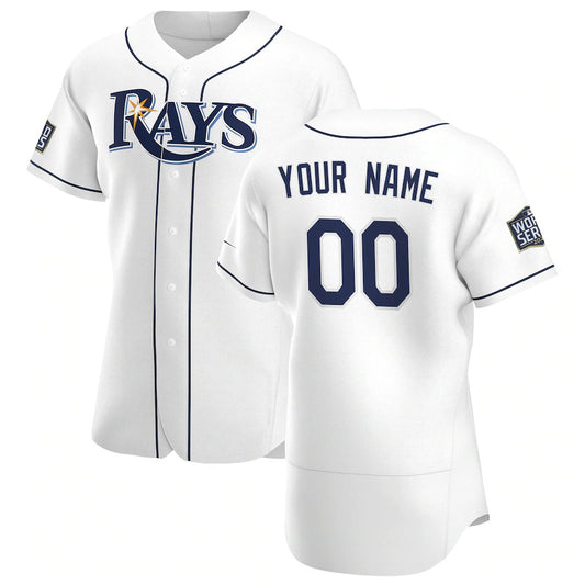Custom Tampa Bay Rays White RONA Home 2020 World Series Bound Authentic Player Jersey
