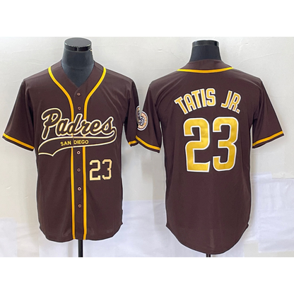 San Diego Padres #23 Fernando Tatis Jr Number Brown RONA NEW 2023 Cool Base Stitched Jersey