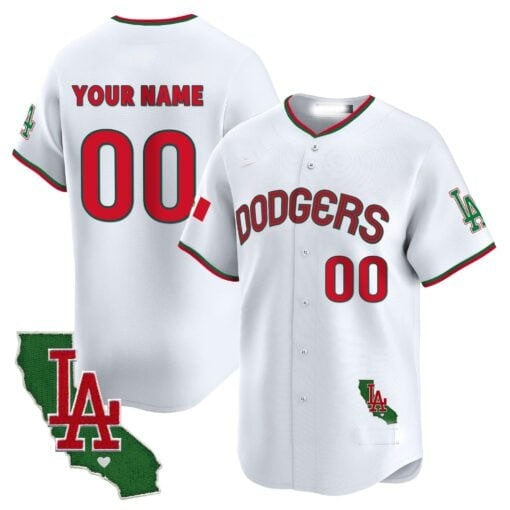 Custom Los Angeles Dodgers Mexico California Patch Vapor Premier Limited Jersey V3 ¨C All Stitched-White RONA