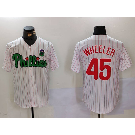 Philadelphia Phillies #45 Zack Wheeler White Green RONA Cool Base Stitched Jersey 2