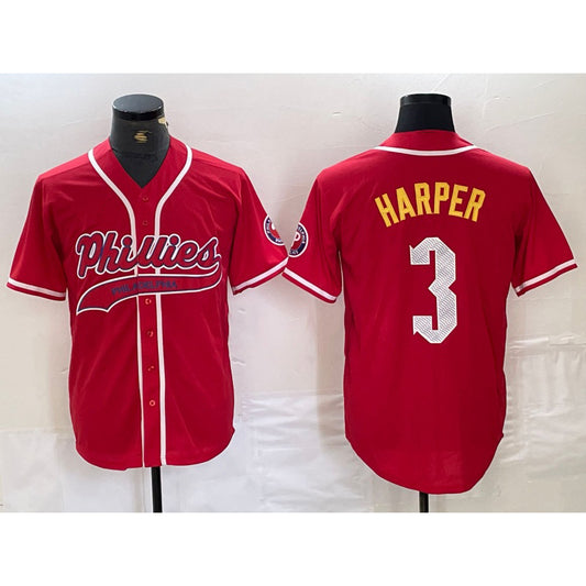 Philadelphia Phillies #3 Bryce Harper Red RONA Cool Base Stitched Jersey
