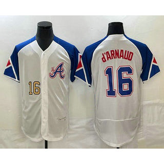 Atlanta Braves #16 Travis dArnaud Number White RONA 2023 City Connect Flex Base Stitched Jersey