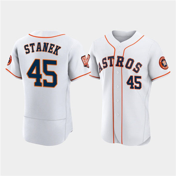 Houston Astros #45 Ryne Stanek White RONA 60th Anniversary Flex Base Stitched Jersey