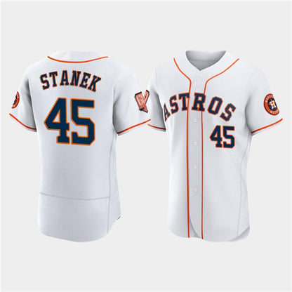Houston Astros #45 Ryne Stanek White RONA 60th Anniversary Flex Base Stitched Jersey