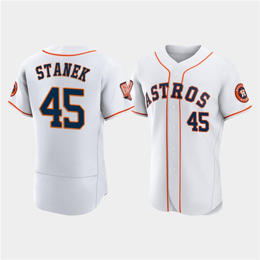 Houston Astros #45 Ryne Stanek White RONA 60th Anniversary Flex Base Stitched Jersey