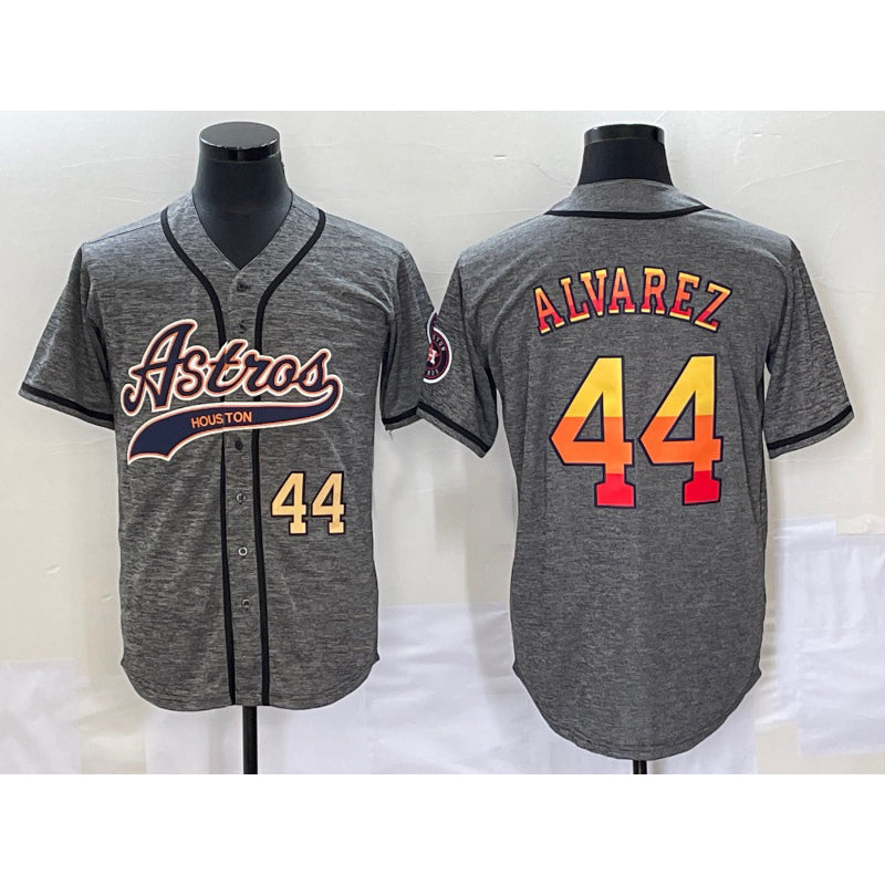 Houston Astros #44 Yordan Alvarez Number Grey RONA Gridiron Cool Base Stitched Jersey