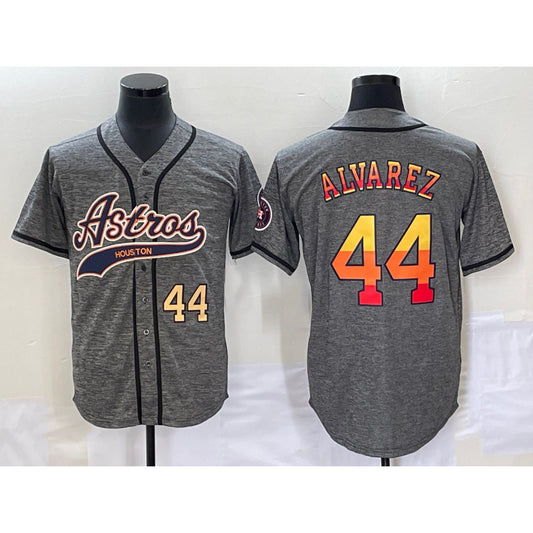 Houston Astros #44 Yordan Alvarez Number Grey RONA Gridiron Cool Base Stitched Jersey