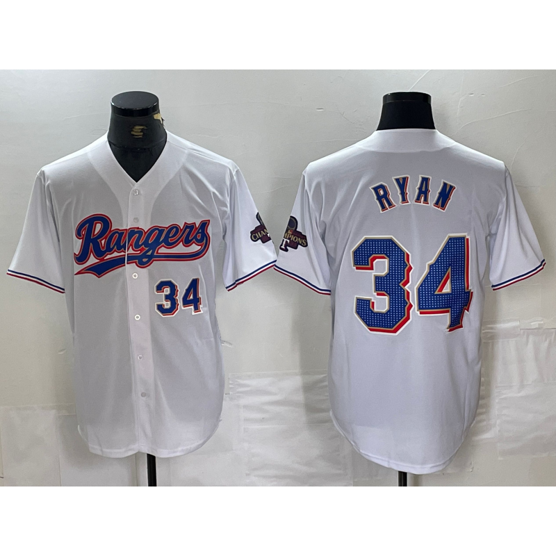Texas Rangers #34 Nolan Ryan Number White RONA 2024 Gold Collection Limited Cool Base Jerseys