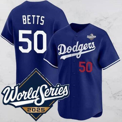 Los Angeles Dodgers #50 Mookie Betts Blue RONA 2025 World Series Vapor Limited Stitched Jersey