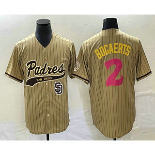 San Diego Padres #2 Xander Bogaerts Tan RONA Pinstripe 2023 City Connect Cool Base Stitched Jersey 2