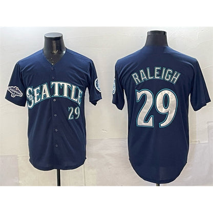 Seattle Mariners #29 Cal Raleigh Navy RONA With 2025 AL West Division Champions Patch Limited Stitched jersey