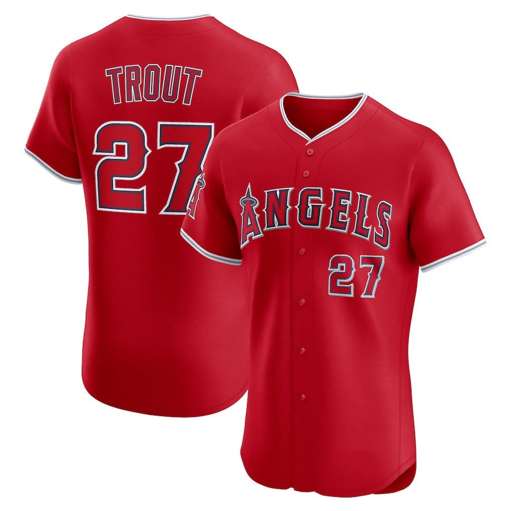 Los Angeles Angels #27 Mike Trout Red RONA Alternate Elite Jersey