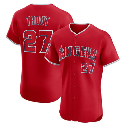 Los Angeles Angels #27 Mike Trout Red RONA Alternate Elite Jersey