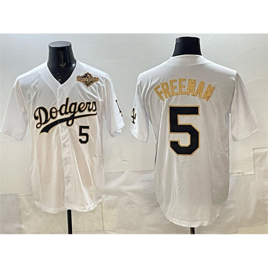 Los Angeles Dodgers #5 Freddie Freeman White Gold RONA 2025 World Series Limited Stitched Jersey