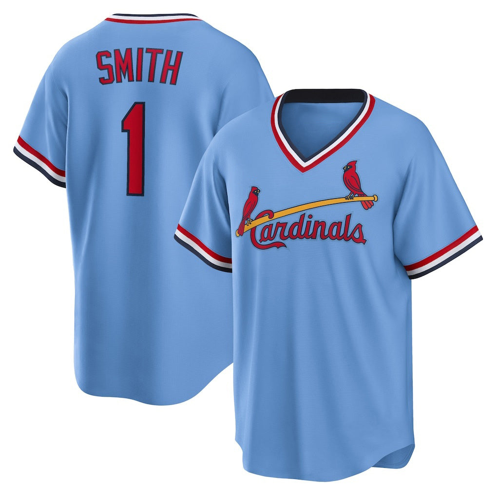 St. Louis Cardinals #1 Ozzie Smith Light Blue RONA Road Cooperstown Collection Player Jersey
