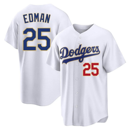 Los Angeles Dodgers #25 Tommy Edman Player Gold White RONA 2026 Collection Stadium Limited Stitched Jerseys