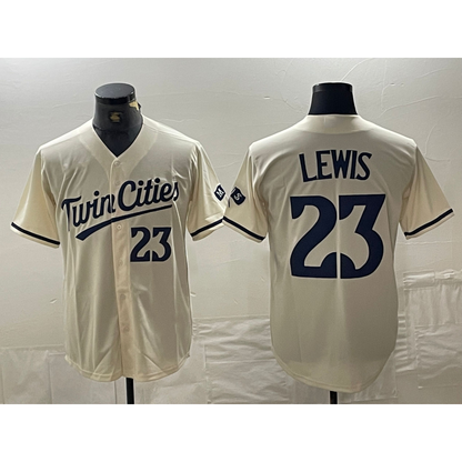Minnesota Twins #23 Royce Lewis Number Cream RONA Cool Base Stitched Jersey 2