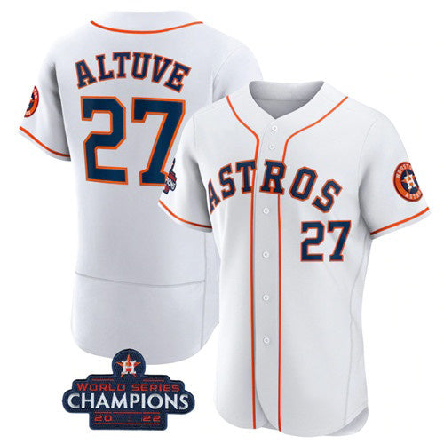 Houston Astros #27 Jose Altuve White RONA 2022 World Series Champions Flex Base Stitched Jersey