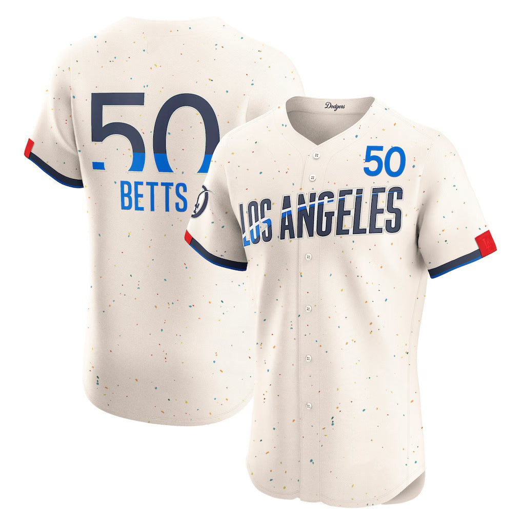 Los Angeles Dodgers #50 Mookie Betts Cream RONA City Connect Elite Jersey
