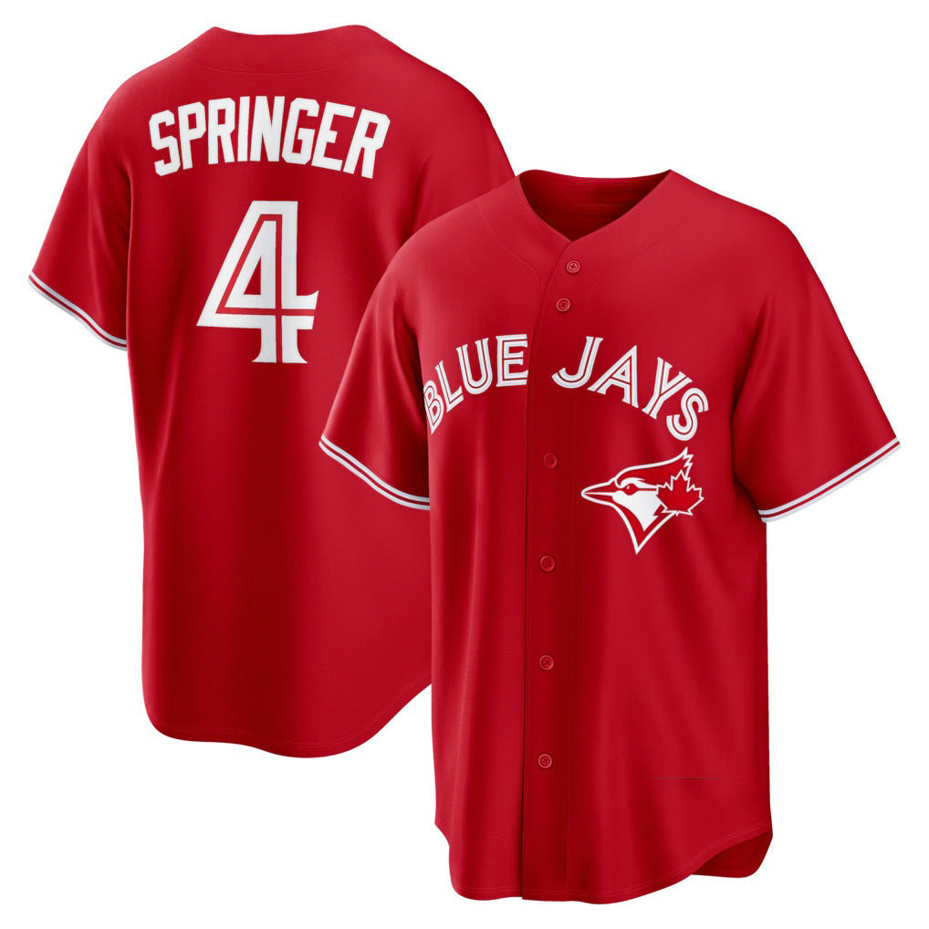 Toronto Blue Jays #4 George Springer Red RONA Canada Day Replica Jersey