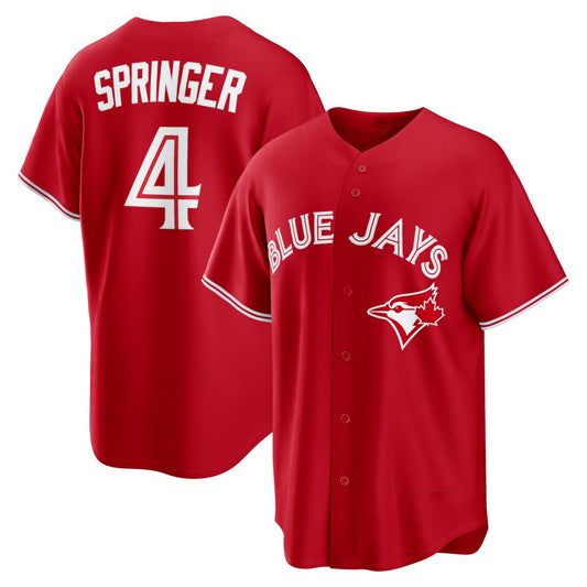 Toronto Blue Jays #4 George Springer Red RONA Canada Day Replica Jersey