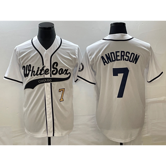 Chicago White Sox #7 Tim Anderson Number White RONA Cool Base Stitched Jersey