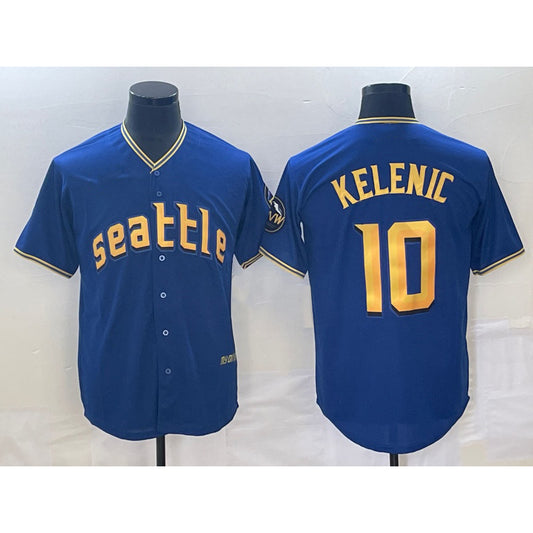 Seattle Mariners #10 Jarred Kelenic Blue RONA 2023 City Connect Cool Base Stitched Jersey