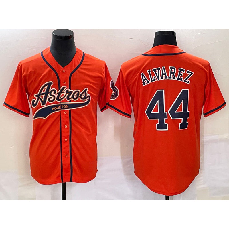 Houston Astros #44 Yordan Alvarez Orange RONA With Patch Cool Base Stitched Jersey