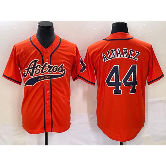 Houston Astros #44 Yordan Alvarez Orange RONA With Patch Cool Base Stitched Jersey