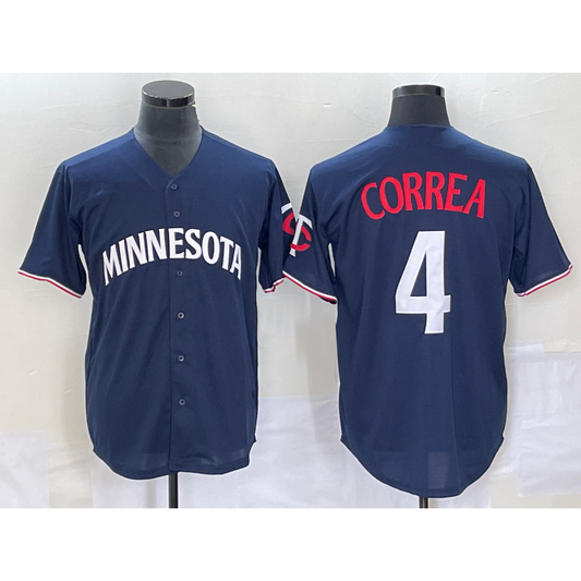 Minnesota Twins #4 Carlos Correa 2023 Navy Blue RONA Cool Base Stitched Jersey