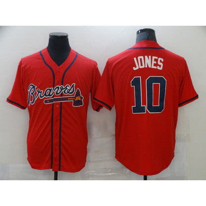 Atlanta Braves #10 Chipper Jones Red RONA Stitched Cool Base Jersey