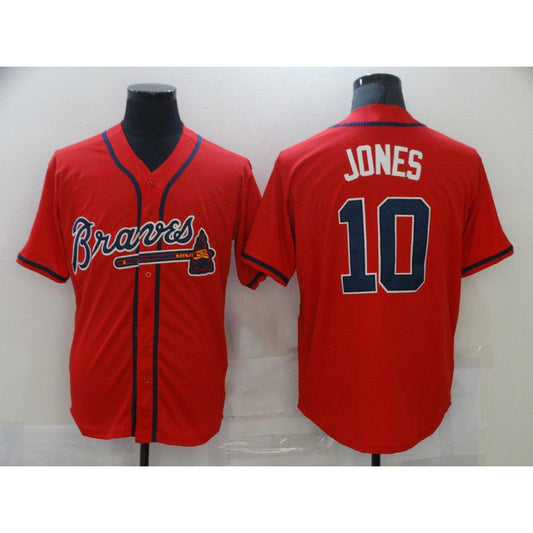 Atlanta Braves #10 Chipper Jones Red RONA Stitched Cool Base Jersey