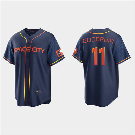 Houston Astros #11 Niko Goodrum 2022 Navy RONA City Connect Cool Base Stitched Jersey