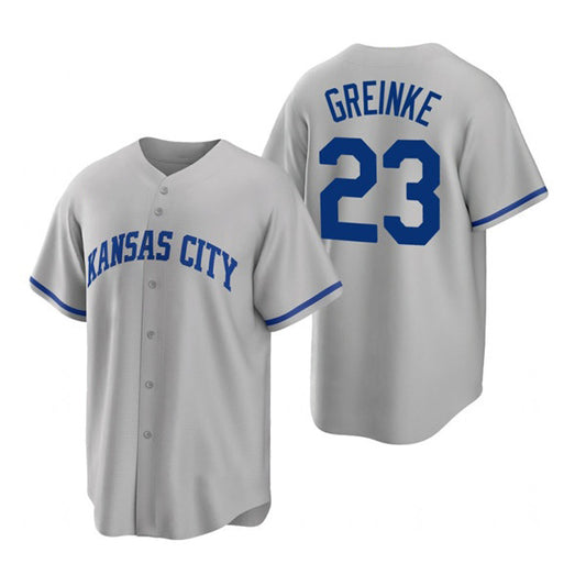 Kansas City Royals #23 Zack Greinke Grey RONA Cool Base Stitched Jersey