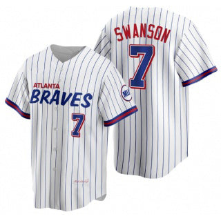 Atlanta Braves #7 Dansby Swanson White RONA 2021 City Connect Stitched Jersey
