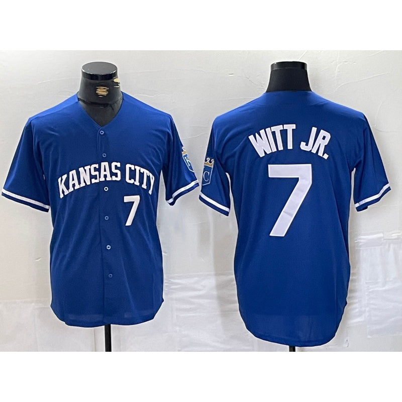 Kansas City Royals #7 Bobby Witt Jr Number Blue RONA Cool Base Stitched Jersey