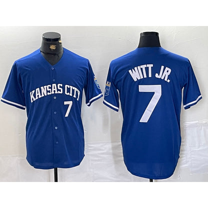 Kansas City Royals #7 Bobby Witt Jr Number Blue RONA Cool Base Stitched Jersey