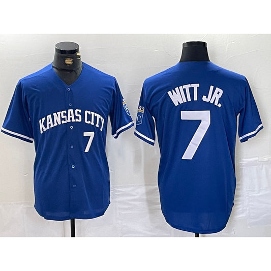 Kansas City Royals #7 Bobby Witt Jr Number Blue RONA Cool Base Stitched Jersey