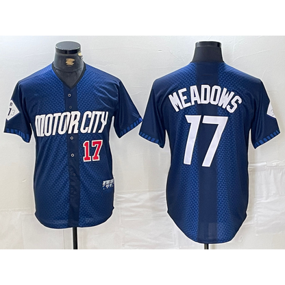 Detroit Tigers #17 Parker Meadows Number Navy RONA 2024 City Connect Cool Base Limited Stitched Jersey