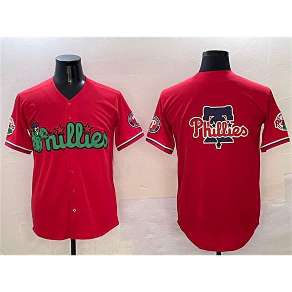 Philadelphia Phillies Team Big Logo Red RONA Phanatic Limited Stitched Jersey
