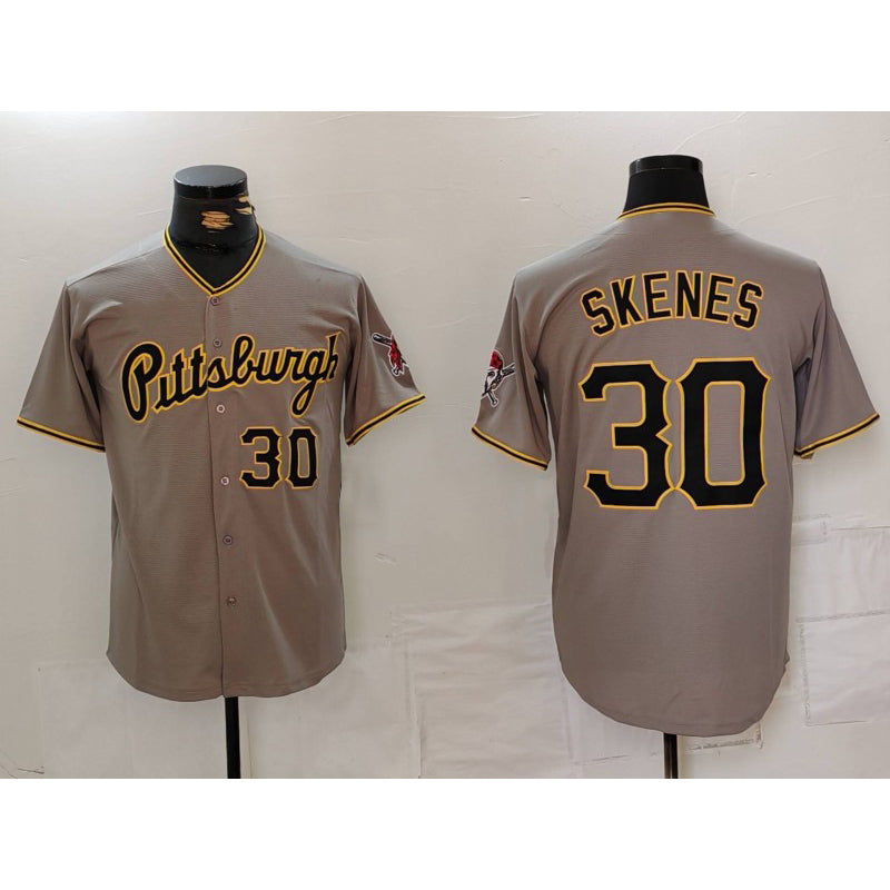 Pittsburgh Pirates #30 Paul Skenes Number Grey RONA Stitched Jersey