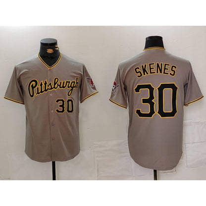 Pittsburgh Pirates #30 Paul Skenes Number Grey RONA Stitched Jersey